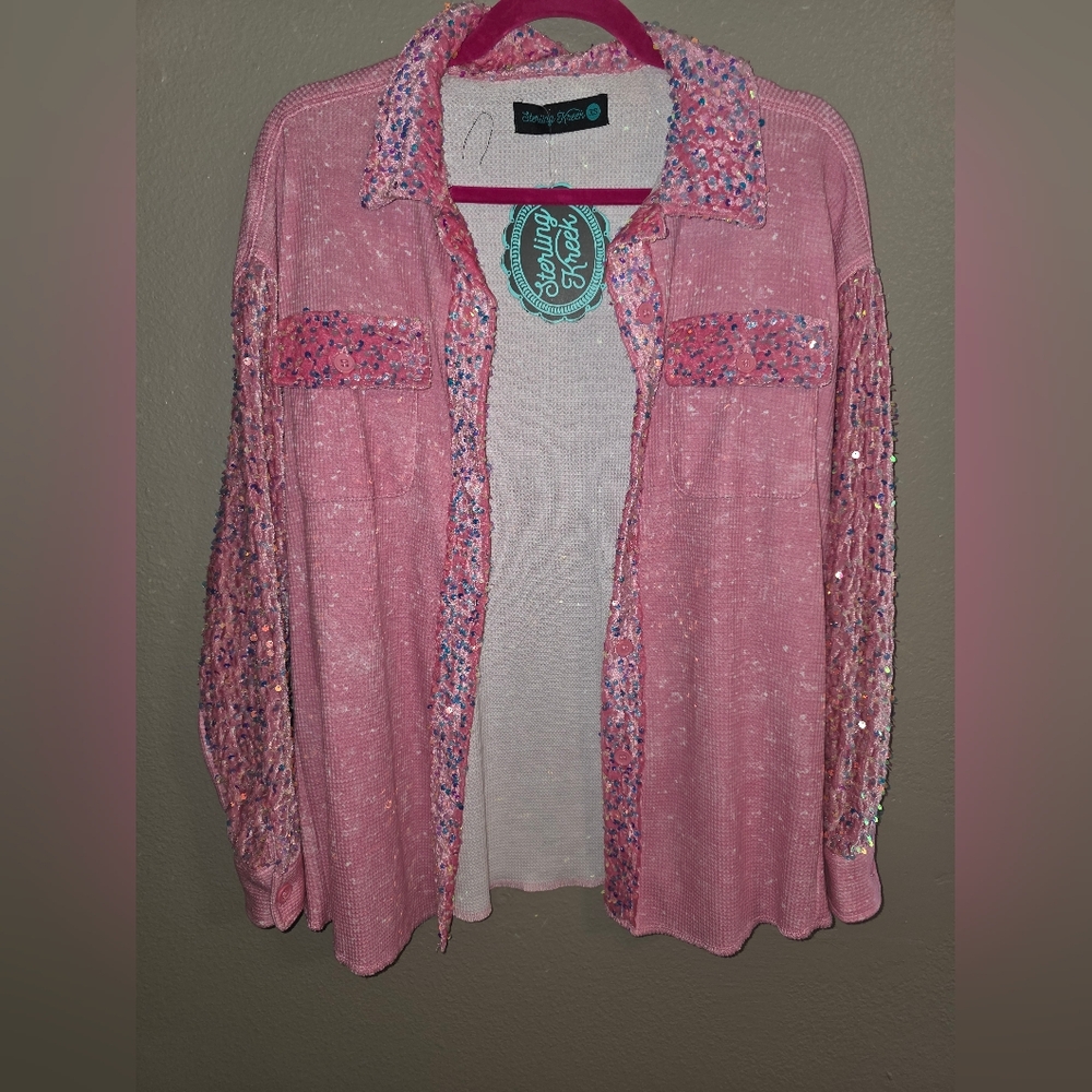 Pink Sequin Shacket - Sterling KREEK - XS - NWT